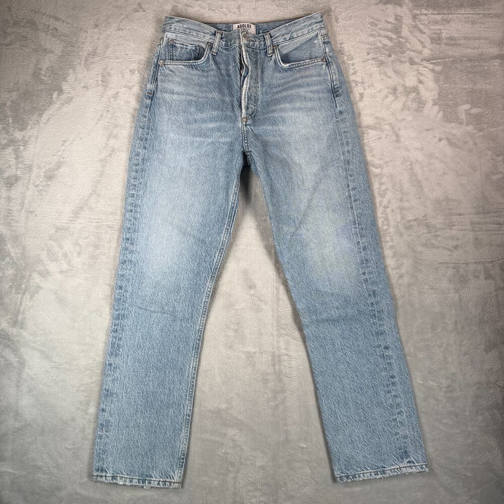 Agolde Jeans Riley Crop Womens 26 High Rise Straight Light Wash Denim Blur